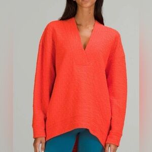 Lululemon Rippled V-Neck Pullover Autumn Red Size 6